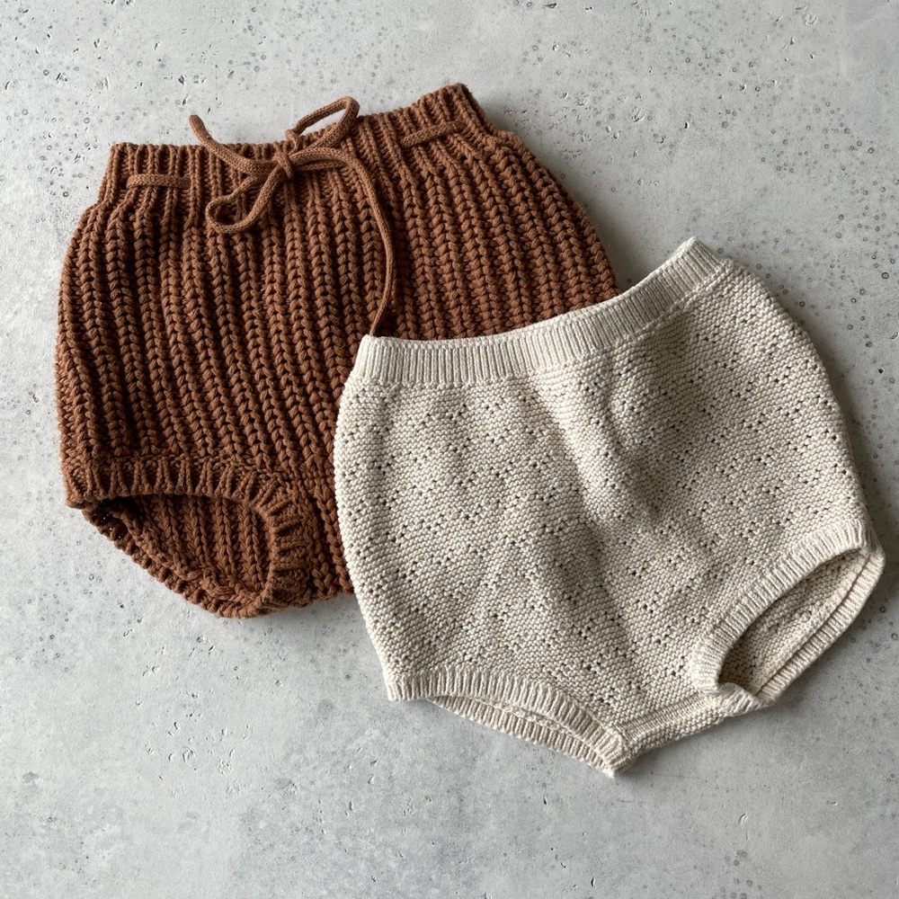 Quincy Mae Neutral Knit Bloomer Bundle Size 2/3